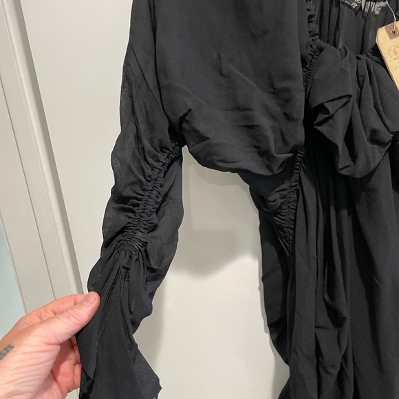 All Saints Spitalfields Black Sheer Bunched Up Dress size 12 NWT - Picture 6 of 14